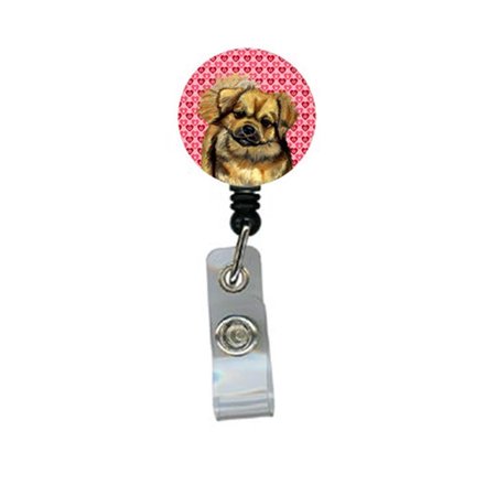 TEACHERS AID Tibetan Spaniel Valentines Love and Hearts Retractable Badge Reel or ID Holder with Clip TE235498